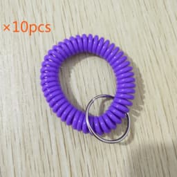 10pcs Lucky Line 2” Spiral Wrist Coil with Steel Key Ring, Multi-Color Flexible Wrist Band Key Chain Bracelet, Stretches to 12”,