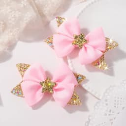 RAINBOW BOWS 2Pcs 4.33inch Star Glitter Bow Hair Clips for Girls Boutique Ribbon Dovetail Bow Barrette Headwear Hair Accessories