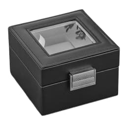 Clear Glass Top PU Leather Watch Box Single Slot Men Jewelry Organizer Storage Case Collection Gift Holder Stand Display
