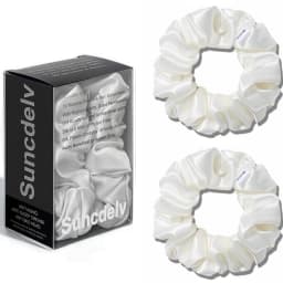 2PCS 100% Natural Silk Solid Color Hair Ties High Quality Hair Scrunchies Women Big Hairbands Hair Accessories 22Momme