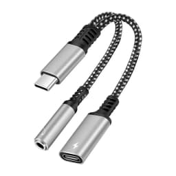 USB C to 3.5mm Headphone and Charger Adapter 2 in 1 USB C to Aux Audio Adapter & 60W Fast Charging for Samsung iPhone Xiaomi