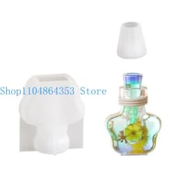 Epoxy Resin Drift Bottle Mold Heart Shaped Wishing Bottle Pendant Mold Night Light Keychain Jewelry Making Silicone Mold
