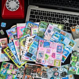 TIANZI 20 Sheets PET Die Cut Stickers Book Retro Cartoon Decorative Scrapbooking Materials Handmade Japanese Stationery Supplies