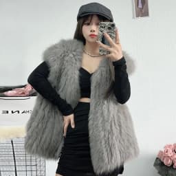 This year's popular internet celebrity style double-sided woven fox fur vest women's slim and young style