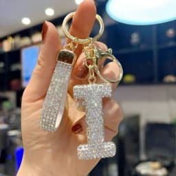 Full Rhinestone 26-Letter Keychain, Bling Car Key Ring & Sparkly Bag Charm - Perfect Small Gift