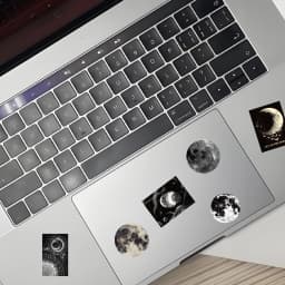 50pcs (25x2) of Black Moon and Lunar Eclipse Scene Stickers for Photo Album, Notebook, Water Bottle and Suitcase Stickers