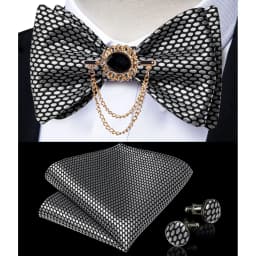 Exqusite Men's Self-tie Bowties Wedding Neck Ties For Man Accessories Cufflinks Hanky Brooch Set Red Black Yellow Blue Bowtie