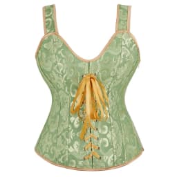 Women Corset with Straps Black Overbust Corset Plus Size Floral Jacquard Corset Zipper Top Gothic Steampunk Corset Bustier