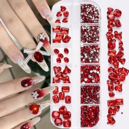 180pcs AB Flatback Glass Nail Art Rhinestones Multi-shape Mixed Diamond Gems Blue Purple Crystal Stones For DIY Nail Decoration