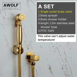 Awolf Titanium Gold Handheld Toilet Bidet Sprayer Solid Brass High Pressure Hygienic Shower Head Shattaf Set Bidet Faucet AP2107