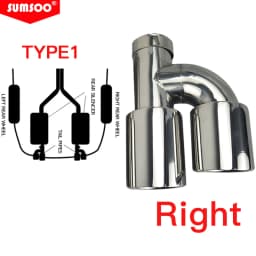 Genuine SUMSOO Car Accessories Stainless Steel H-Type Double Outlet Crimping Edge Exhaust Pipe Tailpipe