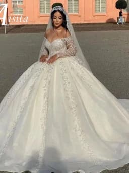 Customized Sweetheart wedding Dresses 2025 Off The Shoulder Sparkly Sequins Bride Gown Ball Gown A-Line Robe Vestido De Novia