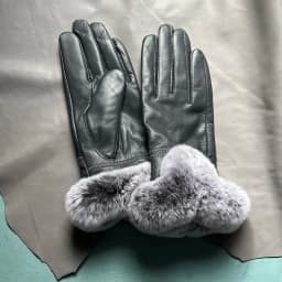 Autumn winter women's genuine leather gloves 100% real rex rabbit fur genuine sheepskin mittens black red blue pink