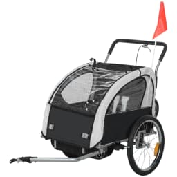 HOMCOM 2 Seat Bike Trailer with 5 Point Harness, for 18+ Months