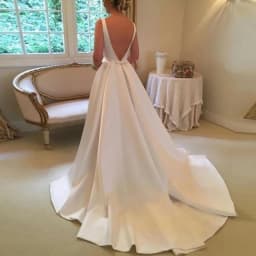 Sexy White Scoop Wedding Dresses Simple Backless Bride Dress vestidos de novia Satin Wedding Evening Gowns свадебное платье
