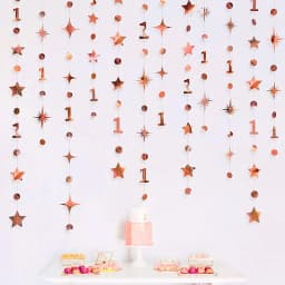 13Ft Rose Gold 14th 13th Birthday Party Decorations 18th Circle Dot Star Garlands Hanging Streamers for Sweet 16 Girls Supplies