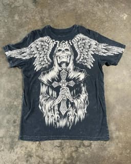 Black Mens Gothic Dark Style Sweatshirt Loose Unique Wing Print Design on Front Chest Trendy Casual Streetwear Edgy Personality