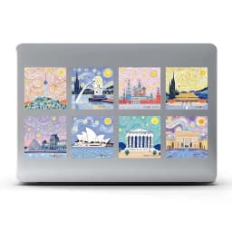 Van Gogh - Style World Landmark Stickers, 500 Pcs/Roll, 14 Iconic Patterns, Perfect for Scrapbooking & DIY Crafts