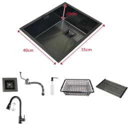 Nano Matte Black Kitchen Sink Above Counter or Undermount Sinks Vegetable Washing Basin Stainless Steel Single Bowl Sink Kitchen