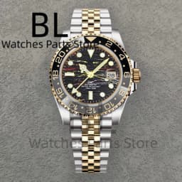 BLIGER Top Brand Luxury 40MM Full Gold Automatic Watch Sapphire Glass Waterproof Tiger-Eye Pattern Doulbe End Link Braclelet