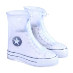1Pair Waterproof Shoe Cover Men Women's Silicone Sport Rain Boot Cover with Layer Non-slip Material Wear-resistant Thick Reusab