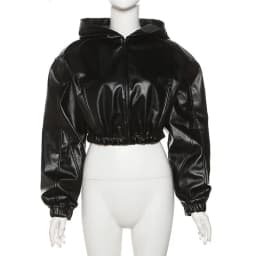 Spring Autumn Cropped Leather Jacket Women PU Leather Coat Lapel Zipper Hooded Black Streetwear Design Short Tops Long Sleeve