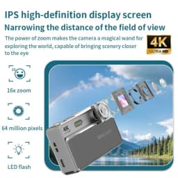 4K HD Sliding Digital Camera 64MP Retro CCD‑Style Mini Camera IPS Screen Multiple Shooting Modes Student Campus Photo Video Cam