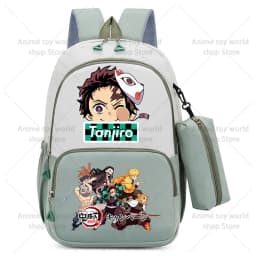 2pcs Demon Slayers Backpack Pencil Case for Boy Girl Kamado Tanjirou Teenager BookBags Rucksack Travel Backpack Mochila Escolar