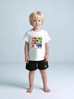 2PCS boys' short sleeved shorts set - printed pattern, suitable for boys aged 3-7- perfect choice for casual and playful wear