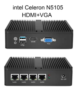 Fanless Mini PC Soft Router Intel Celeron J6412 J4125 J1900 N2830 N150 4x Ethernet 2.5G Intel I226V NIC Friewall Appliance