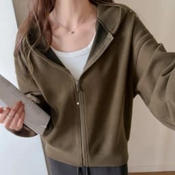 Casual Zipper Up Hooded Sweatshirt Women Solid Color Loose Long Sleeve Hoodies Coats for Woman Spring Autumn Wild Sport Jackets