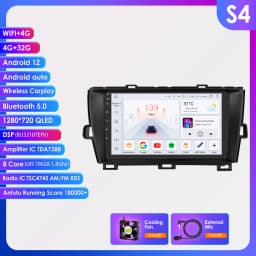 Hizpo 8G+128G Android 13 For Toyota Prius 3 2009 - 2015 Car Radio Multimedia Video Player GPS Navi Stereo Carplay Auto Stereo BT