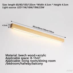 Wooden Strip Lamp Modern Simple Solid Wood Log Strip Wall Lights Living Room Decor Background LED Light Bedroom Bedside Lamps