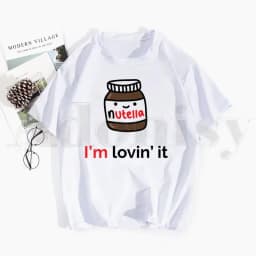 Cute Bread and Nutella Kawaii Aesthetic T Shirts Tops Tees Men Women Short Sleeve Casual T Shirt Streetwear Funny