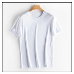SuyaDream Mens Solid Tee Cotton Silk Blend Plain O Neck Short Sleeved Cozy T Shirts 2026 Summer Simple Chic Top White Black