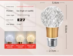 Modern Acrylic Diamond-Cut E27 E14 LED Bulb Chandelier Warm White Light cold 4000k Plug-in Hanging Lamp for Living Room Decor