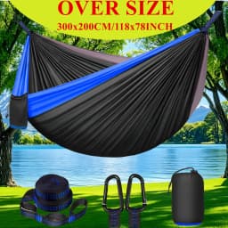 Outdoor Camping Hammock, Single & Double Person Heavy Duty Hammock with Carrying Bag and Tree Straps for Picnic Beach Travel