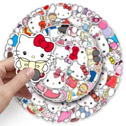 50PCS Sanrio Cartoon Sticker Hello Kitty Children's Diary Bonus Gift Diary Booklet Gift for Kid Toy