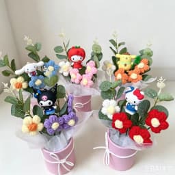 Genuine Sanrio Characters With Artificial Flower Creative Hugging Bucket Bouquet Christmas Valentine Birthday Gifts For Girls