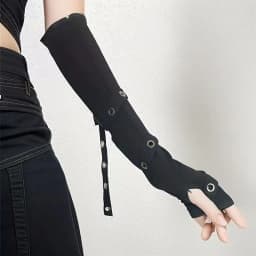 1 Pair of Y2K Personalized Buckle Punk Style Fingerless Glove for Women,Luo Hip Hop Style Stage Performance Street Dance Sleeves
