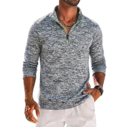 Mens Long Sleeve Quarter Zip Sweatshirt Solid Color Casual Pullover Tops Zip Up Hoodies for Daily and Outdoor Activities Tops