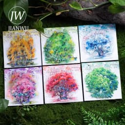 JIANWU 10 Sheets Tree Shadow Shakes Leaves Series Landscaping Shell Light PET Sticker Creative DIY Journal Collage Stationery