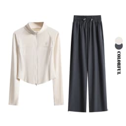 DRUR Two Piece Running Pants Set for Women Tracksuit 2 Piece Workout Jacket With Sweatpants Sets Loungewear Fall Street Style