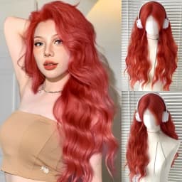 OLACARE Long Body Wave Black Brown Purple Cosplay Wigs Heat Resistant Synthetic Wigs Middle Part Natural Lolita LM Wigs Women