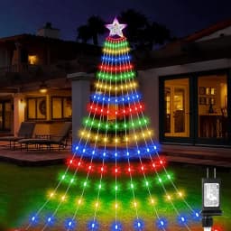 9X3M 288LED Outdoor Christmas Waterfall Star String Light Lighted Waterfall Tree Hanging String Light Topper Star Fairy Light