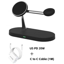 Magnetic Wireless Charger Pad Stand Foldable for iPhone 18-12 Series Apple Watch AirPods 15W Fast Charging Dock Station Light