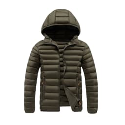 Mens Quilted Warm Parkas White Duck Down Padded Winter Jacket Hooded Mens Puffer Jacket Waterproof Lightweight Outdoor Outwear