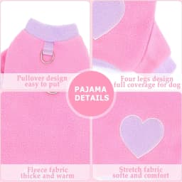Heart Pattern Dog Pajamas for Small Dogs, Warm Fleece Dog Jumpsuit Yorkie Puppy Onesie Autumn Winter Clothes Chiwawa Pet Apparel