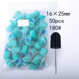 50PCS Green Nail Sanding Caps Bands With Rubber Drill Polishing Nail Art Rotating Remove Burrs Manicure Pedicure Accessory Tool