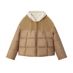 Semir Cotton Jacket Women Patchwork Loose Cotton Jacket Retro 2024 Winter New Furry Hooded Puffer Coat Trendy Cotton Jacket